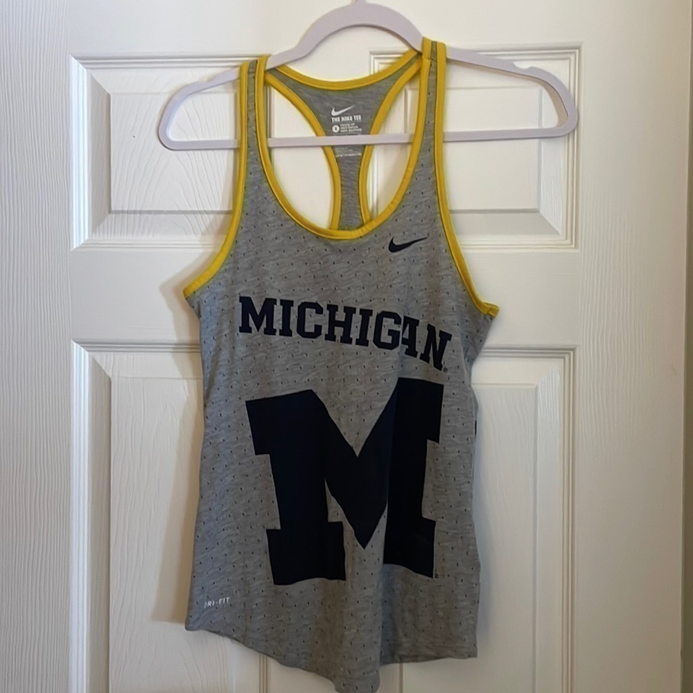 𝅺NIKE Collegiate Michigan Tank Top - Gray/Blue/Yellow - Small